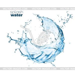 Swirl clean water wave splash with splatters - vector image