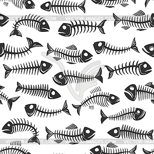 Fish bone skeleton seamless pattern background - vector image