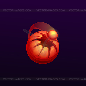 Cartoon space unusual planet with core, game ui - vector image