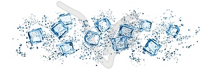 Realistic ice cubes and water drop splash, skinali - vector clip art