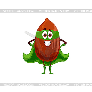 Superhero peanut goober nut emoticon in cape - vector clipart