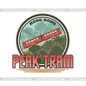 Hong Kong peak tram icon, China travel and tourism - vector image