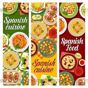 Spanish cuisine food dishes banners - vector image