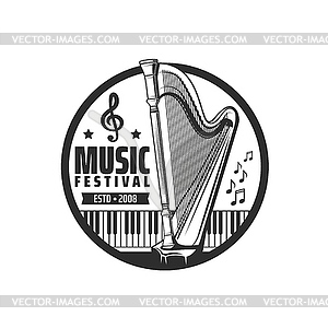 Music festival icon symphonic orchestra concert - vector image