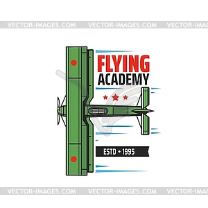 Flying academy icon for aviation pilots school - vector image