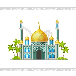 Muslim mosque building icon, Islam religion house - vector EPS clipart