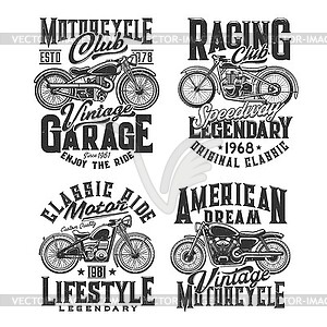 Tshirt prints with off road bikes for racing club - vector clipart