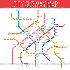 Metro, subway and underground transport system map - vector clipart