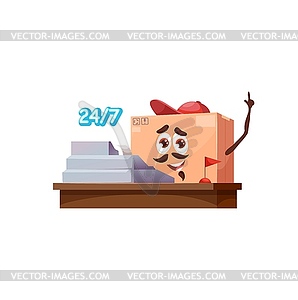 Cartoon package cardboard box, delivery service - vector clip art