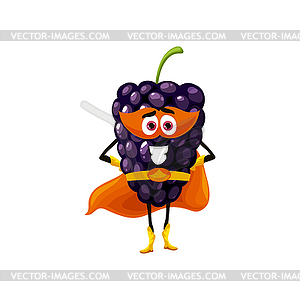 Powerful cartoon blackberry superhero, funny berry - vector EPS clipart