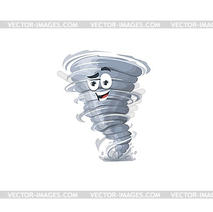 Cartoon tornado character, storm whirlwind twister - vector clipart