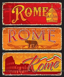 Italian rome city travel stickers and plates - vector clipart