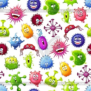 Cartoon viruses, microbes, germs seamless pattern - vector clipart