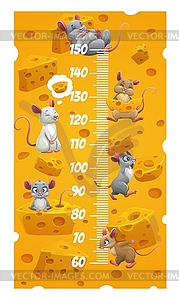 Таблица роста детей с мультяшными мышами и сыром - изображение в векторном виде