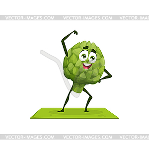 Artichoke cartoon character fitness yoga sport - vector clip art