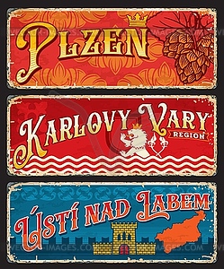 Plzen, Karlovy Vary, Usti nad Labem czech regions - vector image