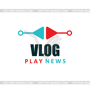 Vlog, TV broadcast, live stream, video blog icon - vector image