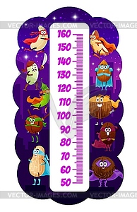 Nuts superhero and defender characters kids chart - vector clipart