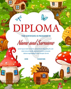 Vertical kids diploma fantasy homes - vector image