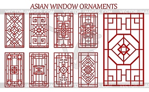 Asian window ornaments, Korean, Chinese, Japanese - vector clipart
