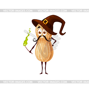 Peanut groundnut wizard character with magic wand - vector clipart