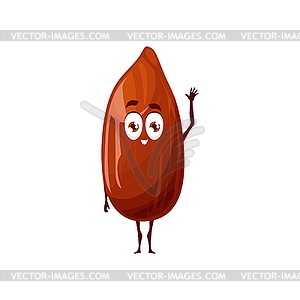 Cartoon peanut character with face, groundnut nut - vector clipart