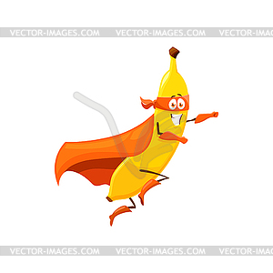 Funny cartoon banana fruit superhero character - vector clipart