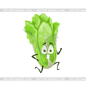 Chinese cabbage vegetable cartoon character run - vector image