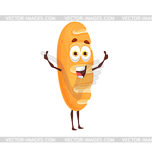 Cartoon happy long loaf bread character - vector image