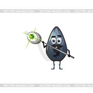 Sunflower seed magician with magic wand or stick - vector image