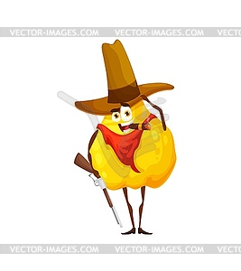 Cartoon cowboy or ranger quince personage fruit - vector image