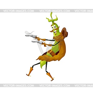 Cartoon green bean bandit or robber character - vector clip art
