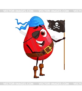Cartoon rosehip pirate personage, berry - vector clipart