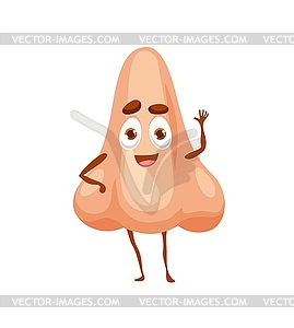 Human funny cartoon nose character, cute personage - vector image