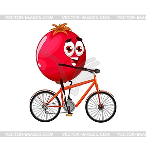 Cartoon lingonberry on bicycle, cowberry - vector clipart