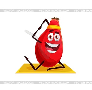 Cartoon berry fruit character on yoga sport - stock vector clipart