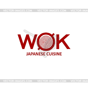Вок-сковорода с лапшой, китайская и японская кухня - рисунок в векторе