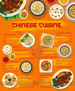 Chinese cuisine food menu Asian traditional dishes - vector image