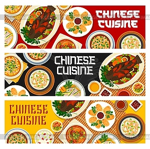 Chinese food banners, Asian cuisine menu dishes - vector clipart