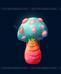 Fantasy mushroom, magic fungi with outgrowths - vector clip art