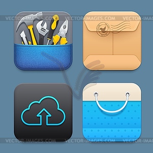 Online tools, cloud storage and shopping icons - vector image