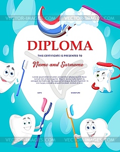 Cartoon funny clean teeth characters, tooth paste - color vector clipart