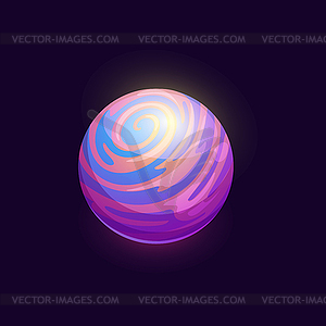 Голубая космическая планета с розовым значком графического интерфейса туманности - векторное изображение