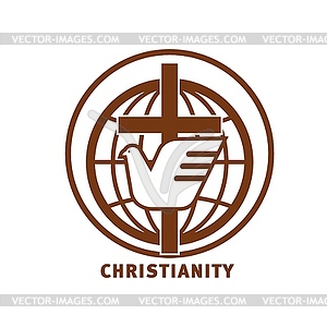Christianity icon cross and dove, religious symbol - vector clipart