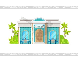 Turkish cuisine, arab food cafe building icon - color vector clipart