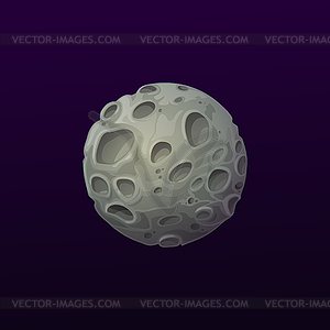 Space gray volcanic planet with craters - vector clipart