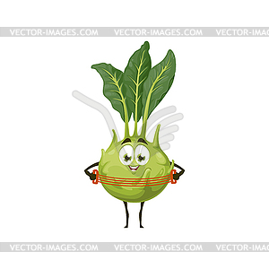 Cartoon kohlrabi cabbage vegetable funny character - vector clipart