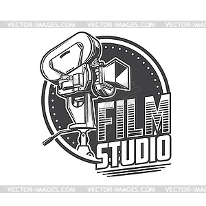 Movie film studio icon with retro cinema camera - vector clip art