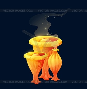 Fantasy magic toxic mushroom blowing spores - vector clipart