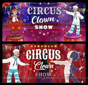 Shapito circus clown cartoon characters banners - vector image